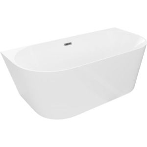 MEXEN/S Oval Slim volně stojící vana nástěnná 170 x 80, bílá, sifon a přepad grafit metal 52661708000-95 obraz
