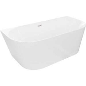 MEXEN/S Oval Slim volně stojící vana nástěnná 170 x 80, bílá, sifon a přepad nikl kartáčovaný 52661708000-97 obraz