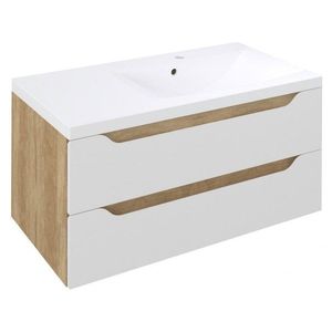 SAPHO WAVE umyvadlová skříňka 89, 7x45x47, 8cm, pravá, bílá/dub alabama WA093-3022 obraz