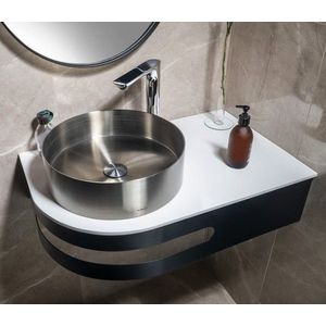 SAPHO PULSE rohový stolek s umyvadlem 755x455, pravý, nerez mat BM760-0101-01 obraz
