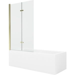 MEXEN/S Cubik obdélníková vana 150 x 70 cm s panelem + vanová zástěna 100, transparent, zlatá 550315070X9210025000 obraz