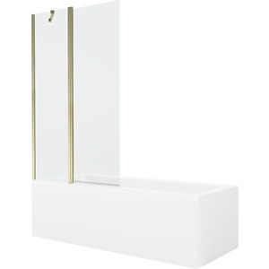 MEXEN/S Cubik obdélníková vana 150 x 70 cm s panelem + vanová zástěna 100, transparent, zlatá 550315070X9410115000 obraz