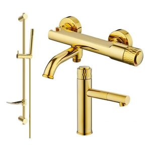 MEXEN/S Diamond DF70 Set umyvadlové a vanové baterie s příslušenstvím, zlato 71503DF70-50 obraz