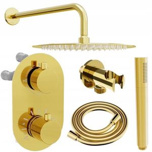 MEXEN/S Kai DR70 podomítkový sprchový SET + slim sprcha 25, zlatý 77602DR7025-50 obraz