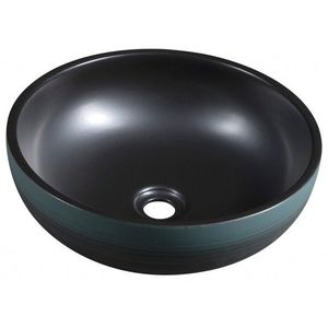 SAPHO PRIORI keramické umyvadlo na desku, Ø 41cm, černá/zelená PI039 obraz