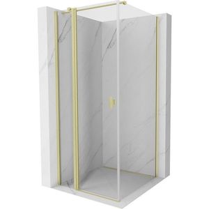 MEXEN/S Mist T sprchový kout dveře křídlové 100 x 100, transparent, zlato kartáčovaná 8A4T-100-100-55-00 obraz