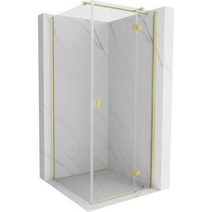 MEXEN/S Mist H T sprchový kout dveře křídlové pravá 85 x 85, transparent, zlato kartáčovaná 8A5T-085-085-55-00-P obraz