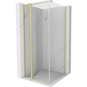 MEXEN/S Mist T sprchový kout dveře křídlové 80 x 80, transparent, zlato kartáčovaná 8A4T-080-080-55-00 obraz