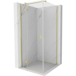 MEXEN/S Mist H T sprchový kout dveře křídlové levá 80 x 80, transparent, zlato kartáčovaná 8A5T-080-080-55-00-L obraz