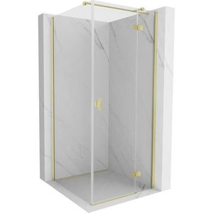 MEXEN/S Mist H T sprchový kout dveře křídlové pravá 80 x 80, transparent, zlato kartáčovaná 8A5T-080-080-55-00-P obraz