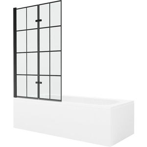 MEXEN/S Vega obdélníková vana 180 x 80 cm s panelem + vanová zástěna 100, černá vzor 550118080X9210027077 obraz