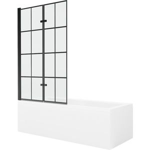 MEXEN/S Cubik obdélníková vana 150 x 70 cm s panelem + vanová zástěna 100, černá vzor 550315070X9210027077 obraz