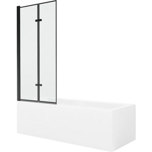 MEXEN/S Cubik obdélníková vana 160 x 70 cm s panelem + vanová zástěna 80, černá vzor 550316070X9208027070 obraz