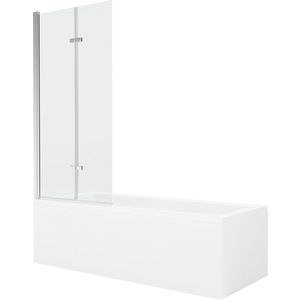 MEXEN/S Cubik obdélníková vana 170 x 70 cm s panelem + vanová zástěna 80, transparent, chrom 550317070X9208020100 obraz