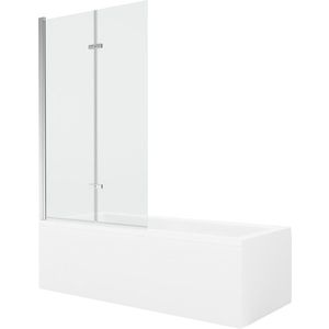 MEXEN/S Cubik obdélníková vana 170 x 70 cm s panelem + vanová zástěna 100, transparent, chrom 550317070X9210020100 obraz