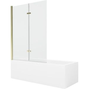 MEXEN/S Cubik obdélníková vana 170 x 70 cm s panelem + vanová zástěna 120, transparent, zlatá 550317070X9212025000 obraz