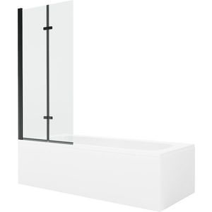 MEXEN/S Vega obdélníková vana 180 x 80 cm s panelem + vanová zástěna 80, transparent, černá 550118080X9208027000 obraz