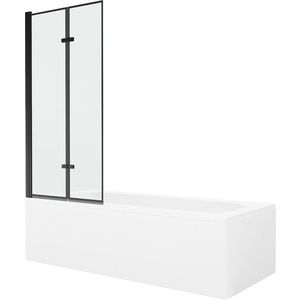 MEXEN/S Vega obdélníková vana 180 x 80 cm s panelem + vanová zástěna 80, černá vzor 550118080X9208027070 obraz