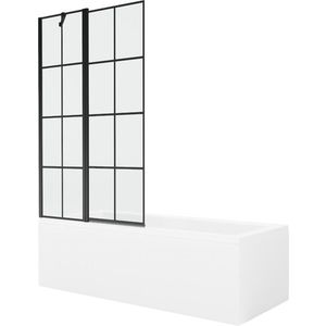 MEXEN/S Cubik obdélníková vana 170 x 70 cm s panelem + vanová zástěna 100, černá vzor 550317070X9410117077 obraz