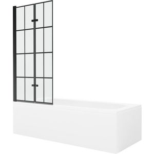 MEXEN/S Vega obdélníková vana 180 x 80 cm s panelem + vanová zástěna 80, černá vzor 550118080X9208027077 obraz