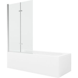 MEXEN/S Vega obdélníková vana 180 x 80 cm s panelem + vanová zástěna 100, transparent, chrom 550118080X9210020100 obraz