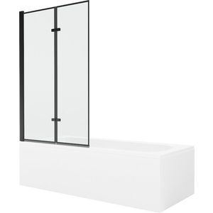 MEXEN/S Vega obdélníková vana 180 x 80 cm s panelem + vanová zástěna 100, černá vzor 550118080X9210027070 obraz