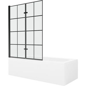 MEXEN/S Vega obdélníková vana 180 x 80 cm s panelem + vanová zástěna 120, černá vzor 550118080X9212027077 obraz
