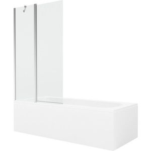 MEXEN/S Vega obdélníková vana 180 x 80 cm s panelem + vanová zástěna 100, transparent, chrom 550118080X9410110100 obraz