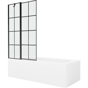 MEXEN/S Vega obdélníková vana 180 x 80 cm s panelem + vanová zástěna 100, černá vzor 550118080X9410117077 obraz
