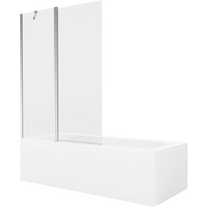 MEXEN/S Vega obdélníková vana 180 x 80 cm s panelem + vanová zástěna 120, transparent, chrom 550118080X9412110100 obraz