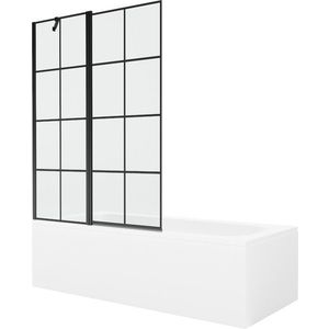 MEXEN/S Vega obdélníková vana 180 x 80 cm s panelem + vanová zástěna 120, černá vzor 550118080X9412117077 obraz