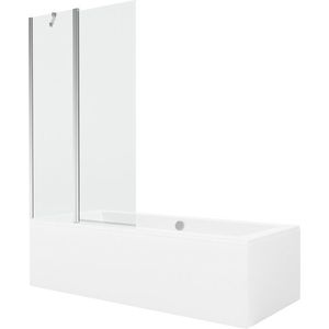 MEXEN/S Cube obdélníková vana 180 x 80 cm s panelem + vanová zástěna 100, transparent, chrom 550518080X9410110100 obraz
