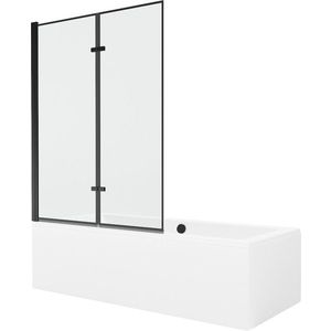 MEXEN/S Cube obdélníková vana 170 x 80 cm s panelem + vanová zástěna 120, černá vzor 550517080X9212027070 obraz