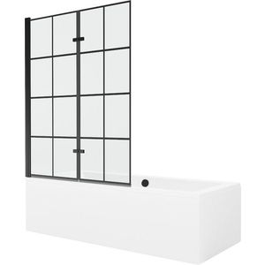 MEXEN/S Cube obdélníková vana 170 x 80 cm s panelem + vanová zástěna 120, černá vzor 550517080X9212027077 obraz