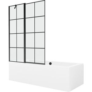 MEXEN/S Cube obdélníková vana 170 x 80 cm s panelem + vanová zástěna 120, černá vzor 550517080X9412117077 obraz