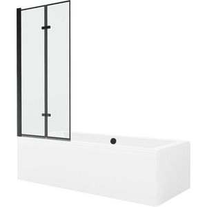 MEXEN/S Cube obdélníková vana 180 x 80 cm s panelem + vanová zástěna 80, černá vzor 550518080X92080027070 obraz