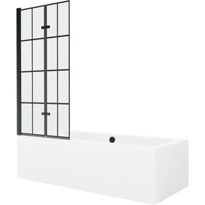 MEXEN/S Cube obdélníková vana 180 x 80 cm s panelem + vanová zástěna 80, černá vzor 550518080X92080027077 obraz