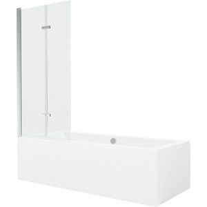 MEXEN/S Cube obdélníková vana 180 x 80 cm s panelem + vanová zástěna 80, transparent, chrom 550518080X9208020100 obraz