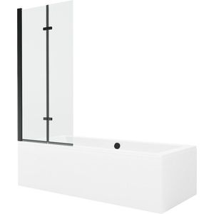 MEXEN/S Cube obdélníková vana 180 x 80 cm s panelem + vanová zástěna 80, transparent, černá 550518080X9208027000 obraz