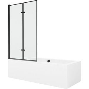 MEXEN/S Cube obdélníková vana 180 x 80 cm s panelem + vanová zástěna 100, černá vzor 550518080X92100027070 obraz