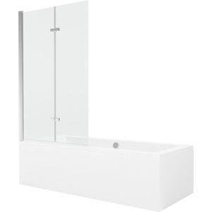 MEXEN/S Cube obdélníková vana 180 x 80 cm s panelem + vanová zástěna 100, transparent, chrom 550518080X9210020100 obraz