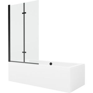 MEXEN/S Cube obdélníková vana 180 x 80 cm s panelem + vanová zástěna 100, transparent, černá 550518080X9210027000 obraz