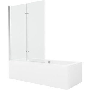 MEXEN/S Cube obdélníková vana 180 x 80 cm s panelem + vanová zástěna 120, transparent, chrom 550518080X9212020100 obraz