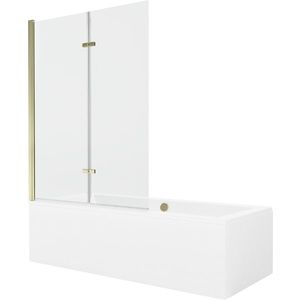 MEXEN/S Cube obdélníková vana 180 x 80 cm s panelem + vanová zástěna 120, transparent, zlatá 550518080X9212025000 obraz