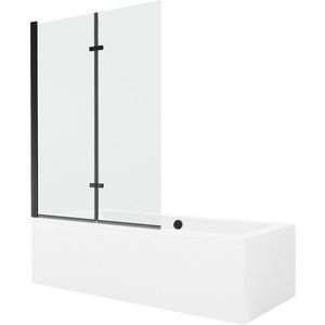MEXEN/S Cube obdélníková vana 180 x 80 cm s panelem + vanová zástěna 120, transparent, černá 550518080X9212027000 obraz