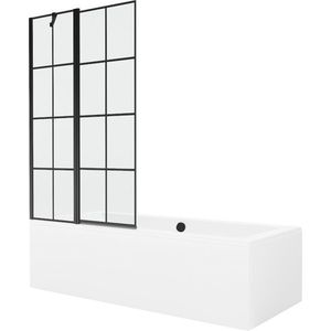 MEXEN/S Cube obdélníková vana 180 x 80 cm s panelem + vanová zástěna 100, černá vzor 550518080X9410117077 obraz