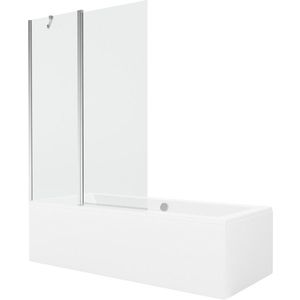 MEXEN/S Cube obdélníková vana 180 x 80 cm s panelem + vanová zástěna 120, transparent, chrom 550518080X9412110100 obraz