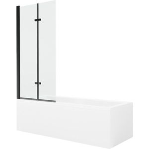 MEXEN/S Cubik obdélníková vana 150 x 70 cm s panelem + vanová zástěna 80, transparent, černá 550315070X9208027000 obraz