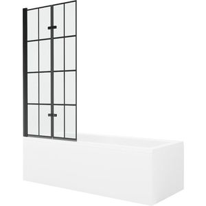 MEXEN/S Cubik obdélníková vana 150 x 70 cm s panelem + vanová zástěna 80, černá vzor 550315070X9208027077 obraz