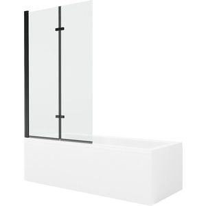 MEXEN/S Cubik obdélníková vana 150 x 70 cm s panelem + vanová zástěna 100, transparent, černá 550315070X9210027000 obraz